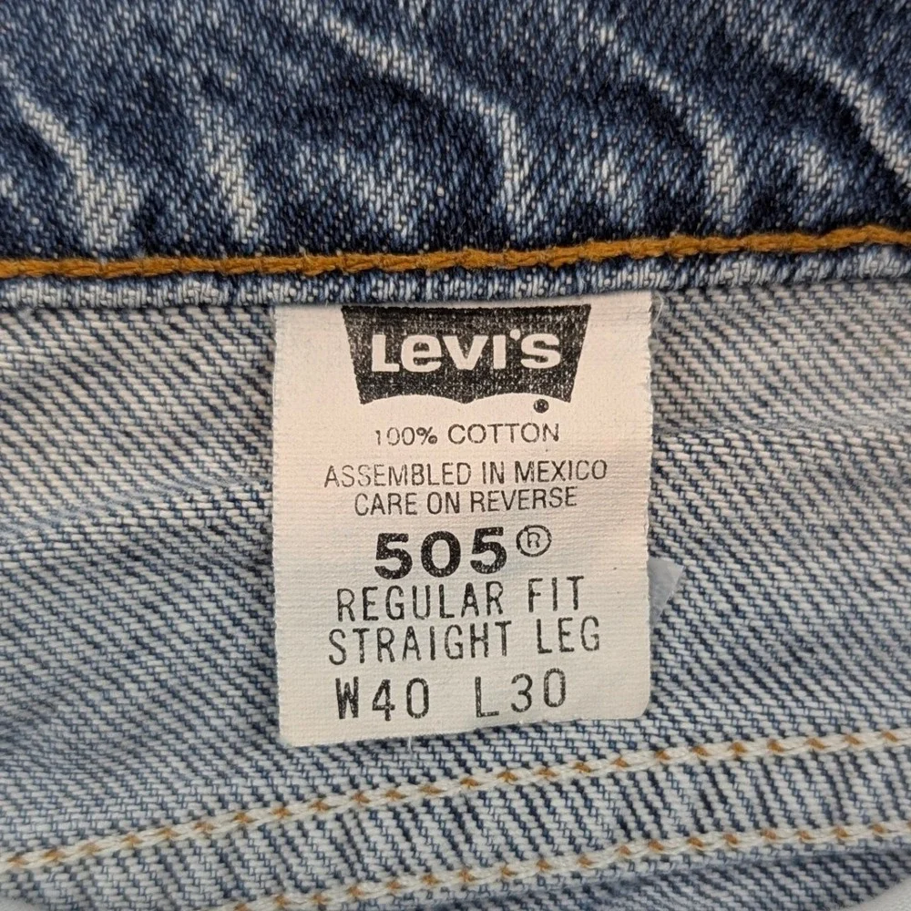 Levis‎ 505 Regular Fit Straight Leg Blue Denim Jeans Orange Tab Mens 40x30 VTG